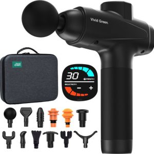 Pro Massage Gun 12 Accessoires - Apparaat - Sport en Relax Massage - Draadloos  Professioneel - 12 mm - 2500 mAh  Zwart - Vivid Green
