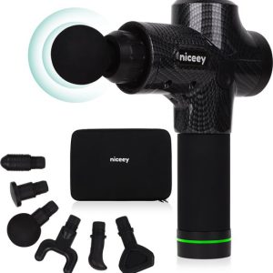 Niceey Massage Gun Pro - 30 Standen Draadloos - 6 Opzetstukken - Massage Apparaat Professioneel - Massage pistool - Fitness Spier Massage - Met Koffer - Zwart