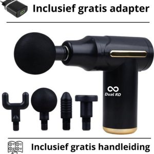 Dual R&D Massage Gun + GRATIS Adapter - Massage-Gun -Mini Massage gun - Massage Apparaat -Massagegun - Massage pistool - incl. 4 opzetstukken - Draadloos - Oplaadkabel