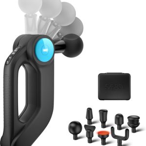 Sanbo Massage Gun Pro Plus - Professioneel en Krachtig - Inclusief Verwarmend opzetstuk - Massage pistool - Sport en Relax Massage Apparaat - Fitness - Zwart / Blauw